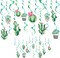 Summer Party Decoration Hanging Cactus Swirls Paper Lanterns Paper Fans kit for Hawaiian Luau Party Tropical Party Baby Shower Birthday Party Supplies